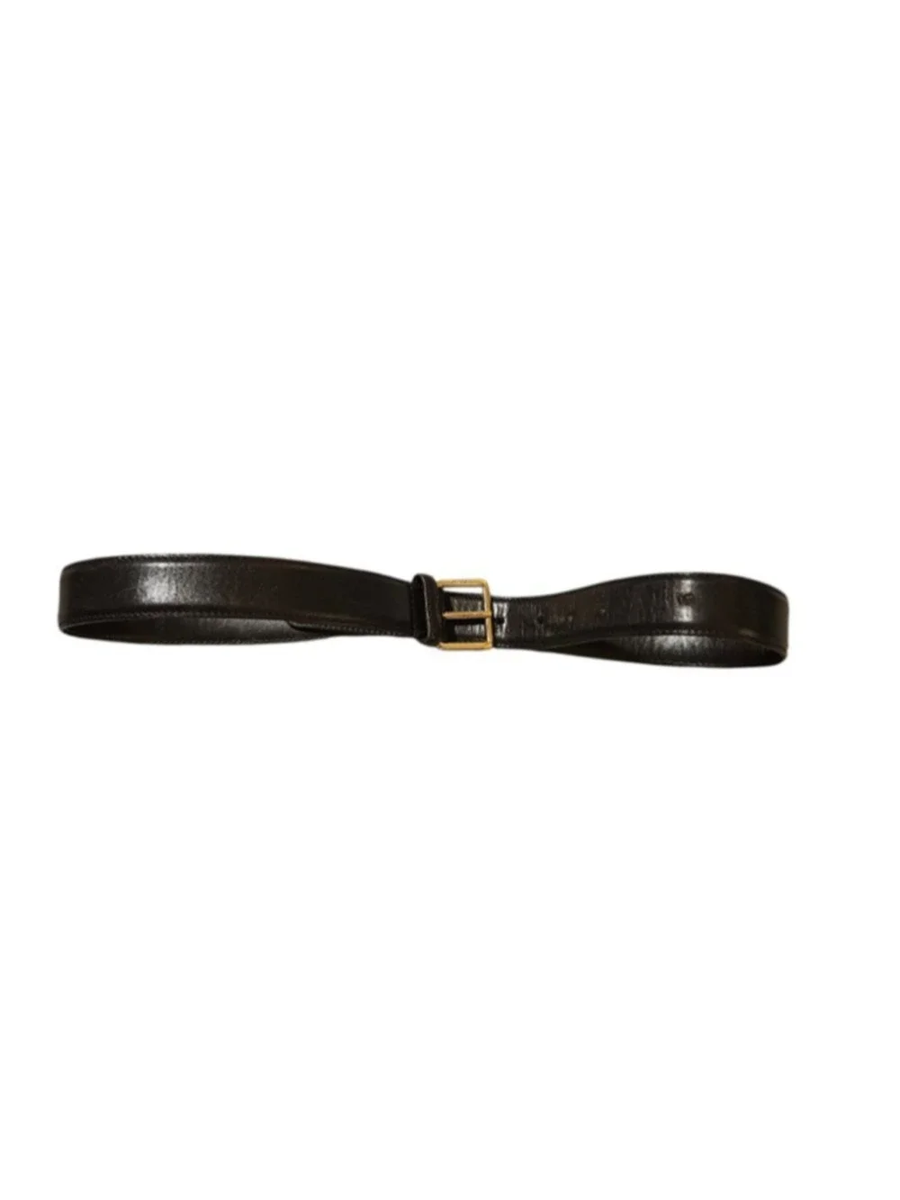 Gucci Brown Leather Belt with Gold Buckle, One Size